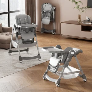 Foldable High Chair  Adjustable, Harness  Locking