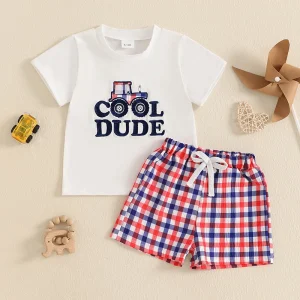 Boys Tractor Print Embroidered Shirt